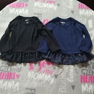 ❣5 for $25 Sale❣OshKosh B'gosh Black and Navy Long-Sleeve Ruffle Hem Tops - 2T